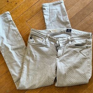 AG Stevie Ankle Polka Dot Jeans Gray White Slim Straight 28R